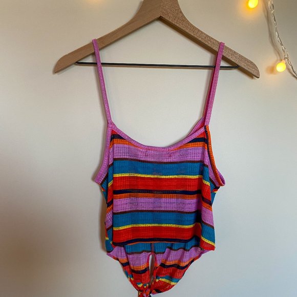 Urban Outfitters Rainbow Striped Crop Top - Picture 2 of 2